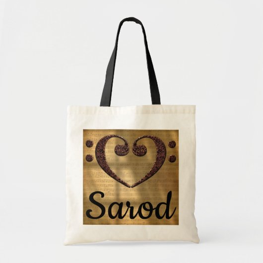 Double Bass Clef Heart Sarod Tote Bag (Voorkant)