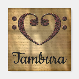 Double Bass Clef Heart Tambura Magneet