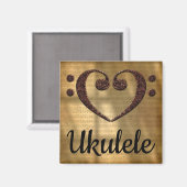 Double Bass Clef Heart Ukulele Magneet (Voorkant / Achterkant)