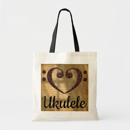 Double Bass Clef Heart Ukulele Tote Bag (Voorkant)