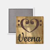 Double Bass Clef Heart Veena Magneet (Voorkant / Achterkant)