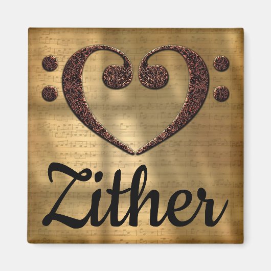 Double Bass Clef Heart Zor Magneet (Voorkant)