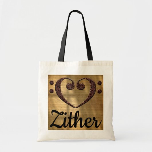 Double Bass Clef Heart Zor Tote Bag (Voorkant)