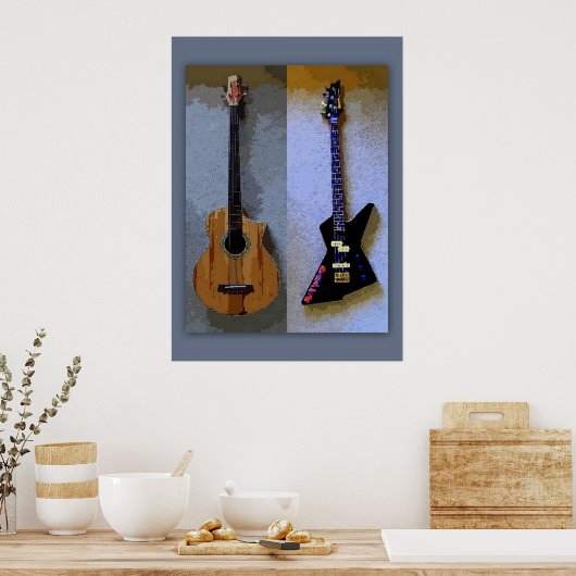 Double Bass Guitars Art Poster (Keuken)