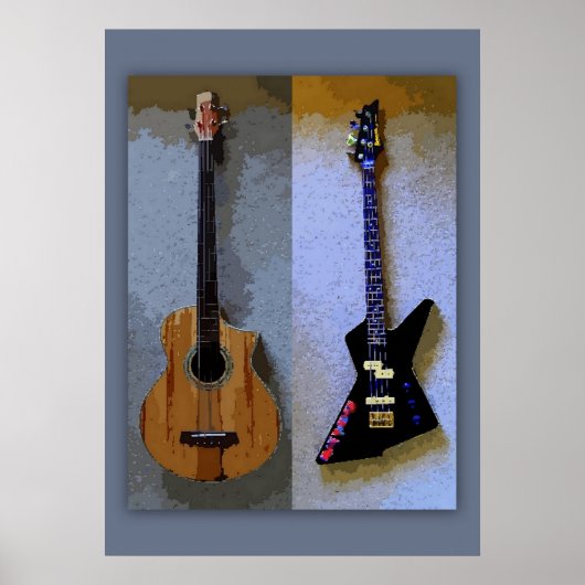 Double Bass Guitars Art Poster (Voorkant)
