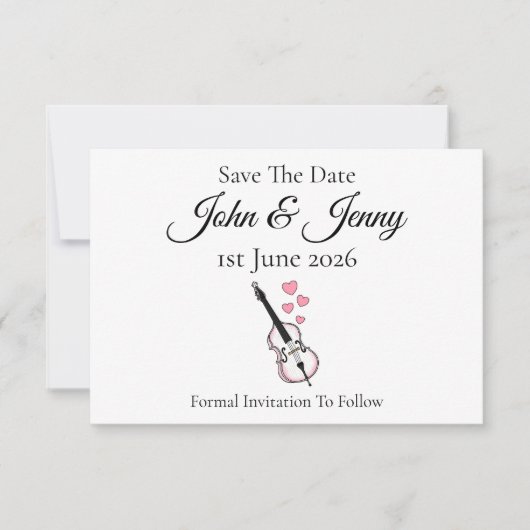 Double Bass Musician Wedding Save the Date (Voorkant)