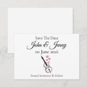 Double Bass Musician Wedding Save the Date (Voorkant / Achterkant)