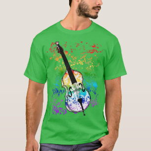 Double Bass Rainbow Kleuren Bassist Jazz Musicus T-shirt