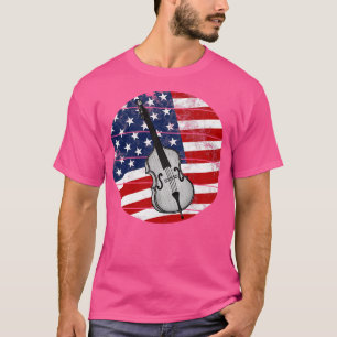 Double Bass USA Flag Bassist Musicus op 4 juli T-shirt