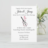 Double Bass Wedding Invitation Bassist Muzikanten Kaart (Staand voorkant)