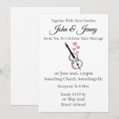 Double Bass Wedding Invitation Bassist Muzikanten Kaart (Voorkant / Achterkant)