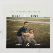 Double Birthday Two Kids Photo Party Celebration Kaart (Voorkant / Achterkant)