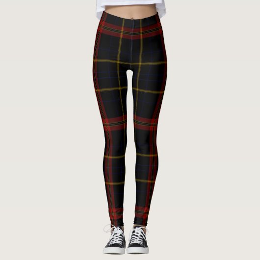Double Black Red Yellow Giant Tartan Pset Leggings (Voorkant)