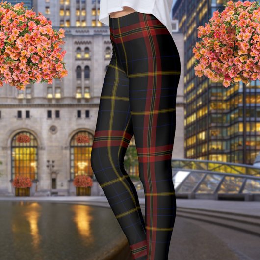 Double Black Red Yellow Giant Tartan Pset Leggings
