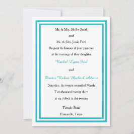 Double Blauwgroen Trim - 5x7Wedding Invitation Kaart