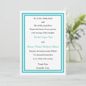 Double Blauwgroen Trim - 5x7Wedding Invitation Kaart (Staand voorkant)