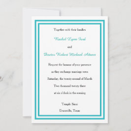 Double Blauwgroen Trim - 5x7Wedding Invitation Kaart