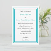 Double Blauwgroen Trim - 5x7Wedding Invitation Kaart (Staand voorkant)