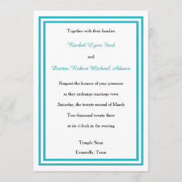 Double Blauwgroen Trim - 5x7Wedding Invitation Kaart
