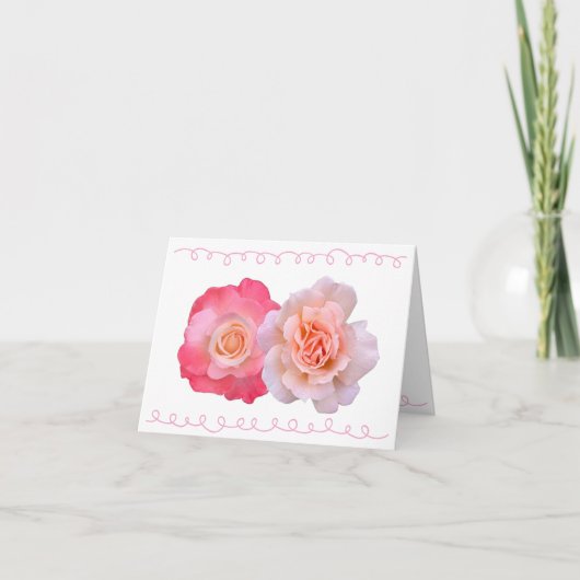 Double Bloom – Rose Note Card Bedankkaart (Voorkant)
