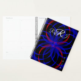 Double Blueberry Color Geometric Spiral Planner