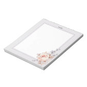 Double Border Blush Waterverf Blooms Floral Notitieblok (Linkerzijde)