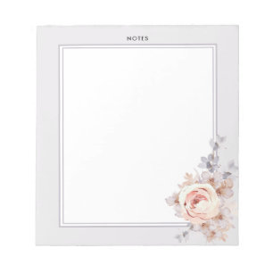 Double Border Blush Waterverf Blooms Floral Notitieblok