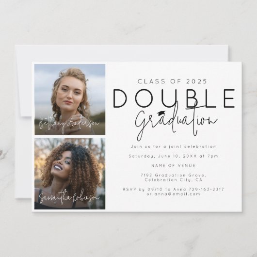 Double Celebration 2 Photo Afstuderen Kaart (Voorkant)