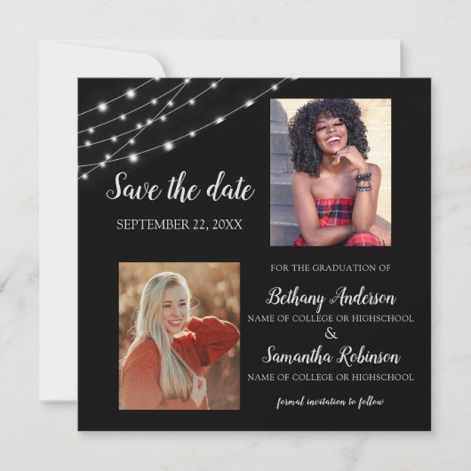 Double Celebration 2 Photo Graduation Save The Date (Voorkant)