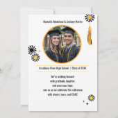 Double Celebration Foto Zwart Wit Daisy Afstudeerd Kaart (Achterkant)