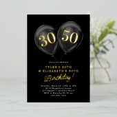 Double Celebration Joint Birthday Party Folie Uitnodiging (Staand Voorkant)