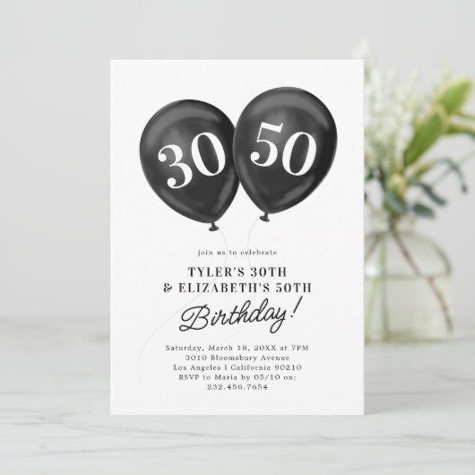 Double Celebration Joint Birthday Party Kaart (Staand voorkant)