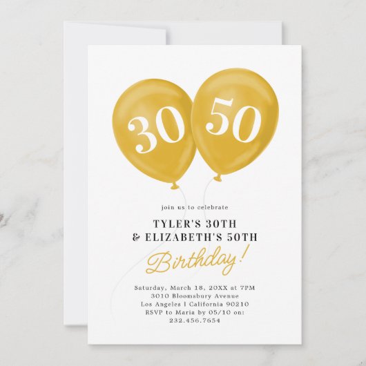 Double Celebration Joint Birthday Party Kaart (Voorkant)