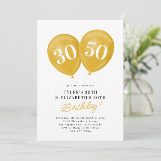 Double Celebration Joint Birthday Party Kaart (Staand voorkant)