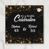 Double Celebration Joint Verjaardag Goud Zwart Bedankjes Labels (Achterkant)