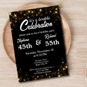 Double Celebration Joint Verjaardag Goud Zwart Kaart
