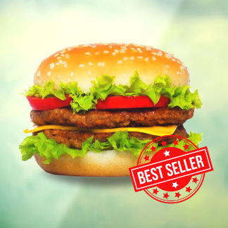 Double Cheeseburger Best Seller Burger Advertentie Raamsticker