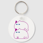 Double Chonky White Cat Sleutelhanger (Voorkant)