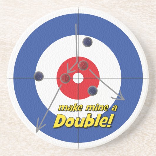 "Double" Curler's Sandstone Onderzetter - (blauw) (Voorkant)