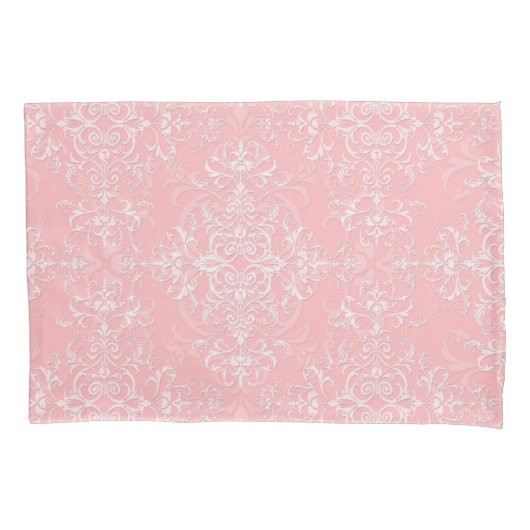Double Damask Bleek Princess Pink Kussensloop (Voorkant-Links)