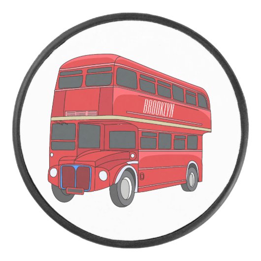 Double-decker bus cartoon illustration hockey puck (Voorkant)