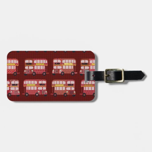 Double Decker Bus Pattern Cute Art Style Bagagelabel (Voorkant horizontaal)
