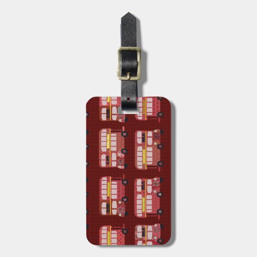 Double Decker Bus Pattern Cute Art Style Bagagelabel (Voorkant verticaal)
