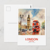 Double-Decker Rijden door Big Ben - Londen, Engela Briefkaart (Voorkant / Achterkant)