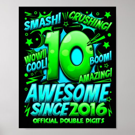 Double Digits 10 Year Old Boys 10th Birthday Boy  Poster (Voorkant)