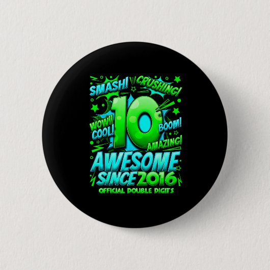 Double Digits 10 Year Old Boys 10th Birthday Boy Ronde Button 5,7 Cm (Voorkant)