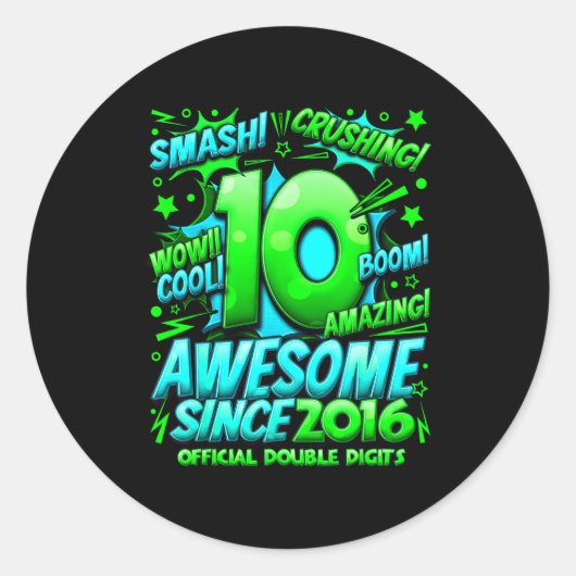 Double Digits 10 Year Old Boys 10th Birthday Boy Ronde Sticker (Voorkant)