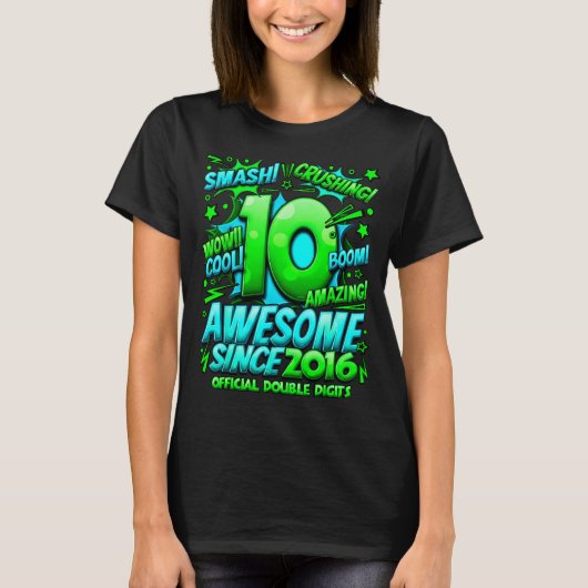 Double Digits 10 Year Old Boys 10th Birthday Boy  T-shirt (Voorkant)