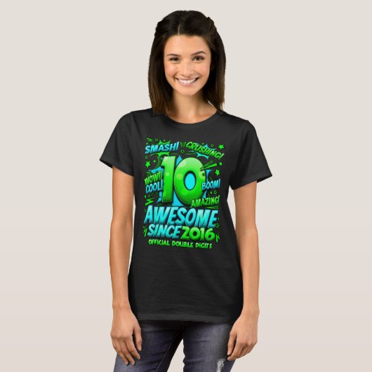 Double Digits 10 Year Old Boys 10th Birthday Boy  T-shirt (Voorkant volledig)