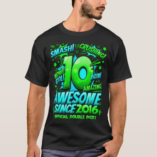 Double Digits 10 Year Old Boys 10th Birthday Boy  T-shirt (Voorkant)